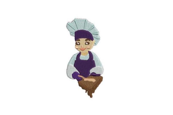 Chocolatier Holding Chocolates: A Seasonal Embroidery Gem