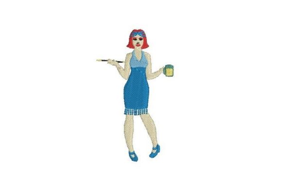 Flapper Drinking Bottle of Beer Embroidery Review