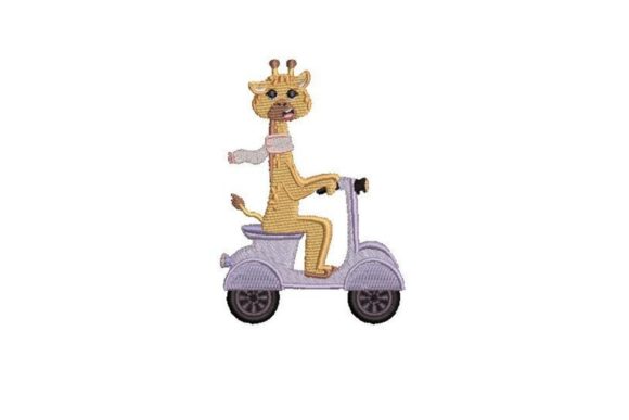 Giraffe Riding a Moped Embroidery Design Review